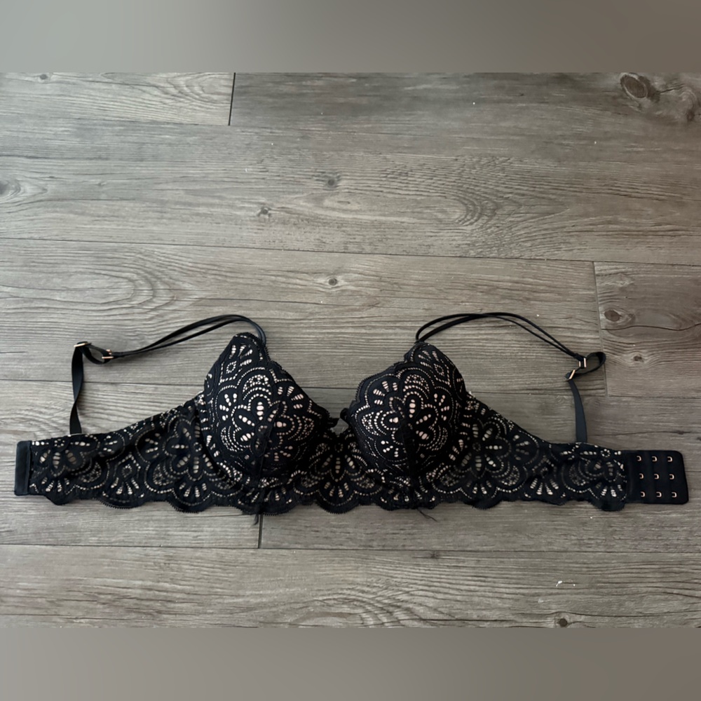 Aerie Black Lace Push Up Bra